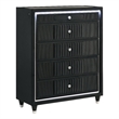 Pemberly Row 5-Drawer Velvet Upholstered LED Chest of Drawers in Black