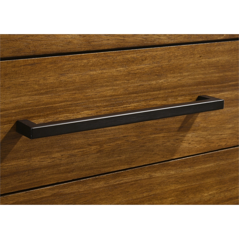 Pemberly Row 8-Drawer Wood Dresser and Mirror Set in Warm Brown