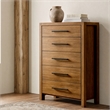 Pemberly Row 5-Drawer Transitional Wood Chest of Drawers in Warm Brown