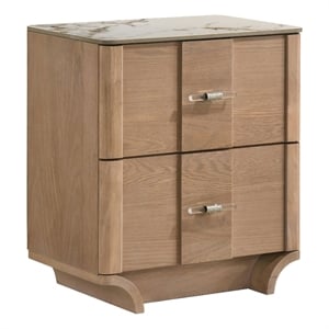 Pemberly Row 2-Drawer Nightstand with Sintered Stone Top in Light Oak
