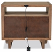 Pemberly Row 2-Drawer Wood Nightstand with USB Ports in Weathered Oak
