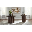 Pemberly Row 2-Piece Round Mango Wood Coffee Table Set in Walnut