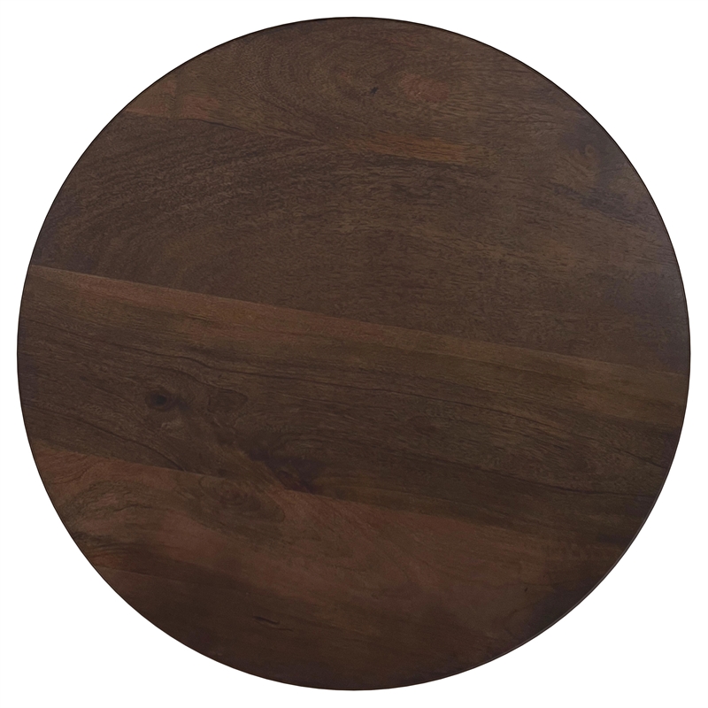 Pemberly Row 2-Piece Round Mango Wood Coffee Table Set in Walnut