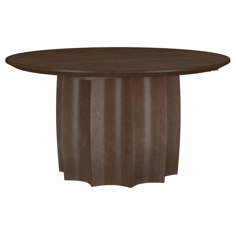 Pemberly Row 2-Piece Round Mango Wood Coffee Table Set in Walnut