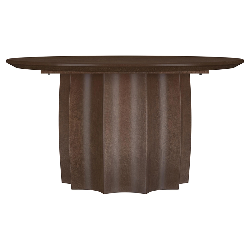 Pemberly Row 2-Piece Round Mango Wood Coffee Table Set in Walnut