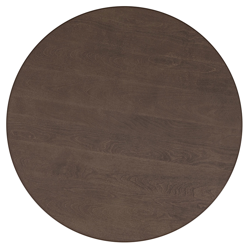 Pemberly Row 2-Piece Round Mango Wood Coffee Table Set in Walnut