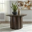 Pemberly Row Transitional Round Mango Wood Cocktail Coffee Table in Walnut