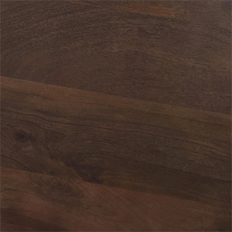 Pemberly Row Transitional Round Mango Wood Cocktail Coffee Table in Walnut