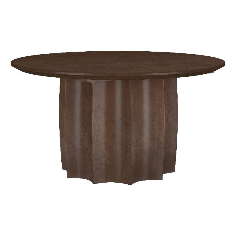 Pemberly Row Transitional Round Mango Wood Cocktail Coffee Table in Walnut