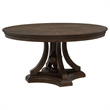 Pemberly Row 5-Piece Round Wood Pedestal Dining Set in Dark Oak/Beige