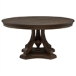 Pemberly Row 5-Piece Round Wood Pedestal Dining Set in Dark Oak/Beige