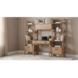 Pemberly Row 4-Piece Wood Desk and Bookshelf Set in Distressed Light Brown