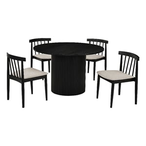Pemberly Row 5-Piece Dining Set with Spindle Chair in Wheat/Black