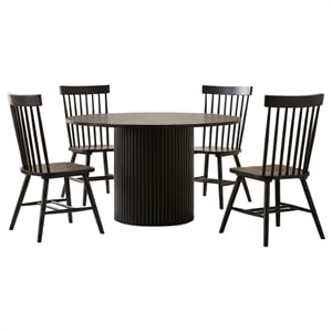 Pemberly Row 5-Piece Wood Dining Set with Spindle Chair in Black