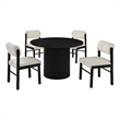Pemberly Row 5-Piece Round Wood and Fabric Dining Set in Cream/Black