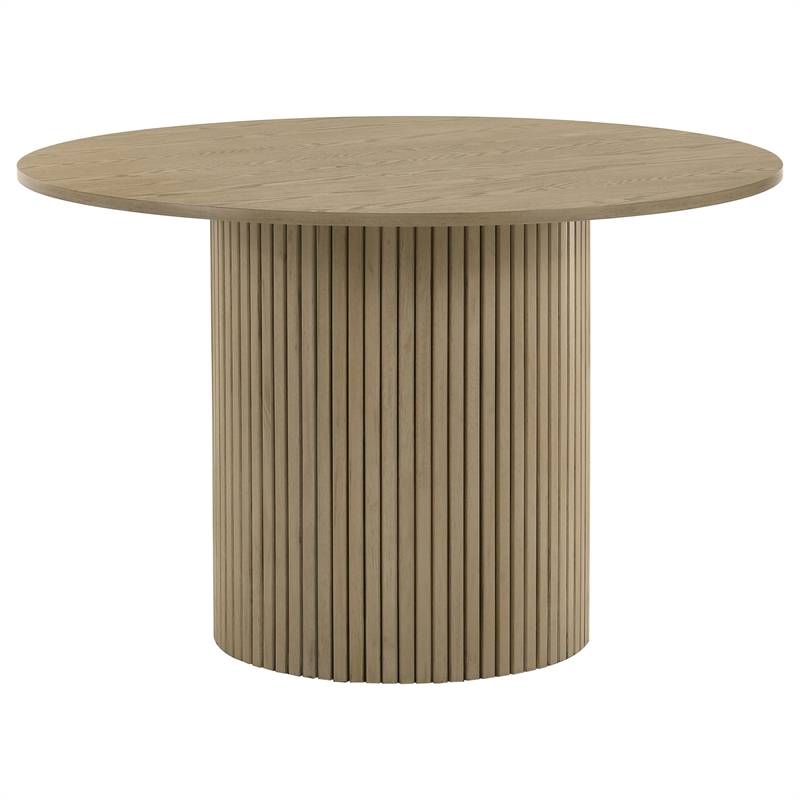Pemberly Row 5-Piece Round Velvet and Wood Dining Set in Gray/Natural Oak