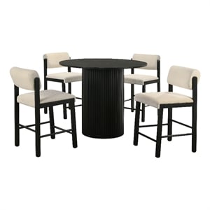 Pemberly Row 5-Piece Fabric Counter Height Dining Set in Cream/Black