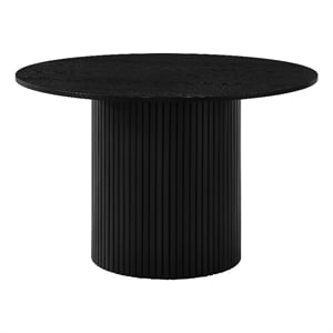 Pemberly Row Round Fluted Transitional Wood Dining Table in Black