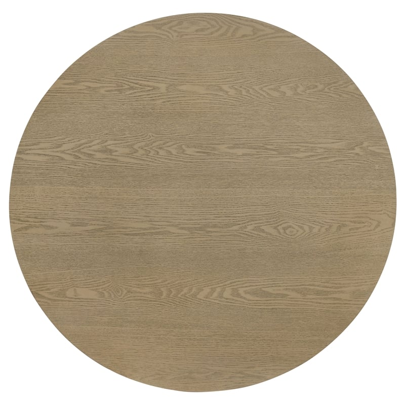 Pemberly Row 3-Piece Round Fluted Coffee and End Table Set in Natural Oak