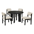 Pemberly Row 5-Piece Fabric and Wood Dining Set in Cream/Black