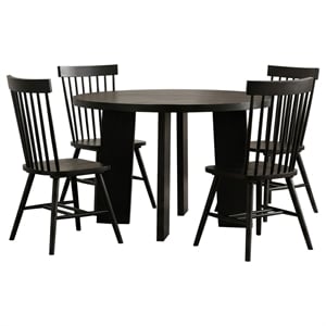 Pemberly Row 5-Piece Wood Dining Set with Tall Spindle Chair in Black