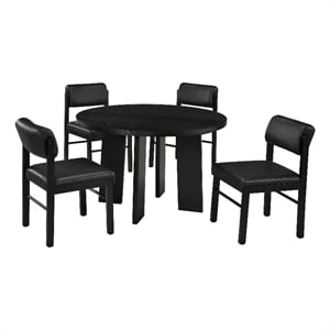 Pemberly Row 5-Piece Faux Leather and Wood Dining Set in Black