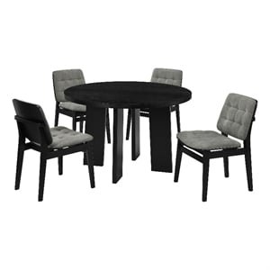 Pemberly Row 5-Piece Wood and Velvet Dining Set in Gray/Black