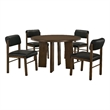 Pemberly Row 5-Piece Faux Leather and Wood Dining Set in Black/Walnut
