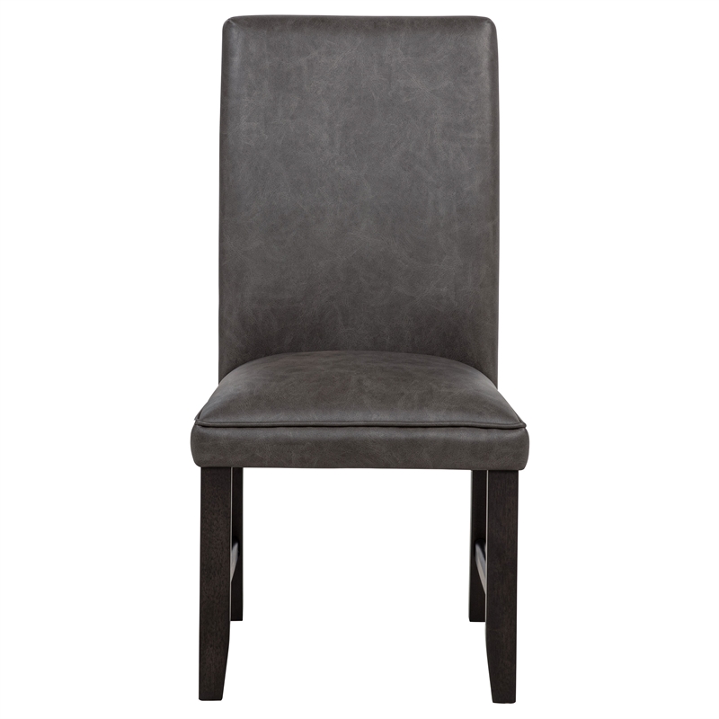Pemberly Row 19'' Faux Leather Upholstered Dining Side Chair in Dark Gray