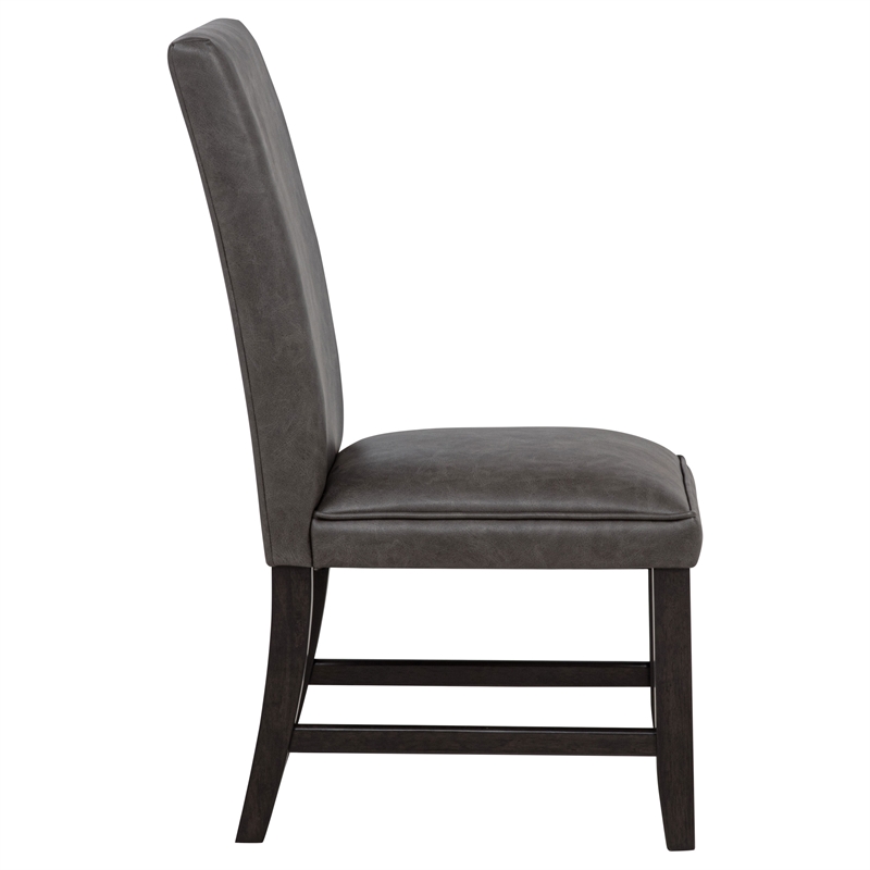 Pemberly Row 19'' Faux Leather Upholstered Dining Side Chair in Dark Gray