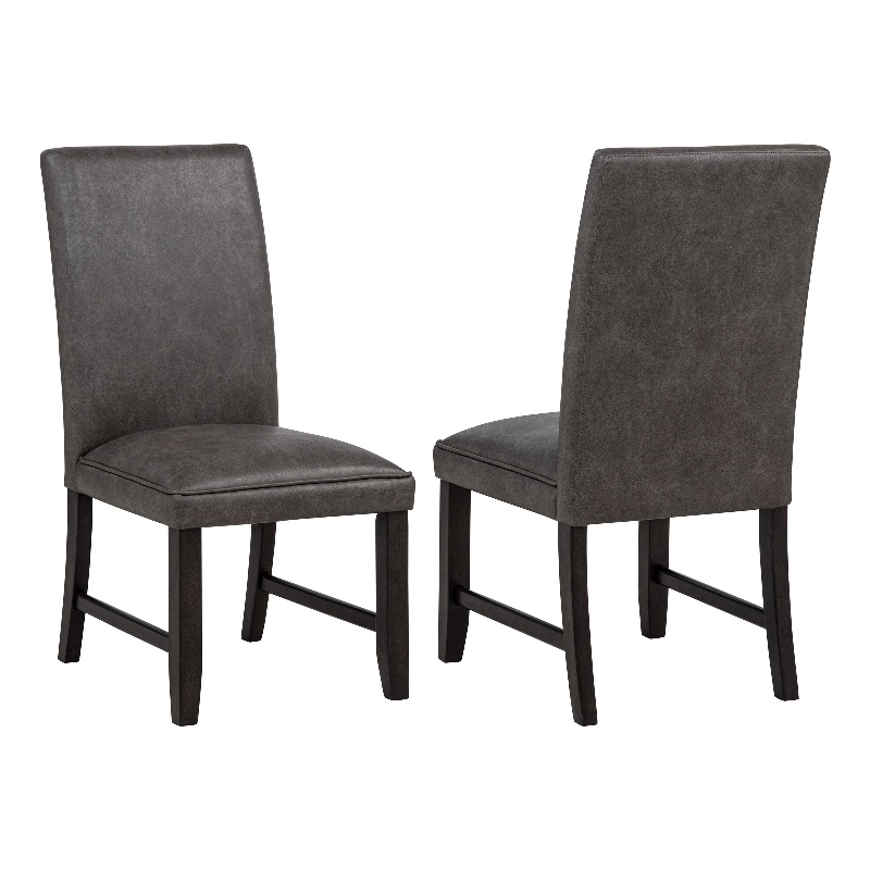 Pemberly Row 19'' Faux Leather Upholstered Dining Side Chair in Dark Gray