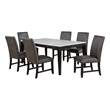 Pemberly Row 7-Piece Wood and Faux Leather Dining Set in Gray/Coffee Bean