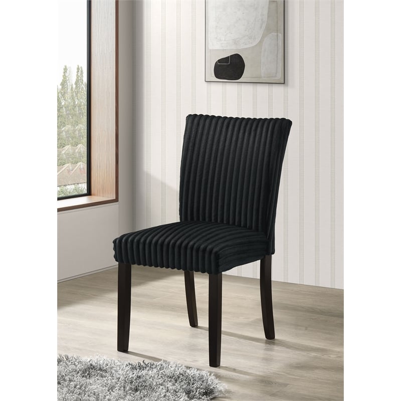 Pemberly Row 20.25'' Fabric Upholstered Dining Side Chair in Black
