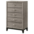 Pemberly Row 5-Drawer Transitional Wood Chest of Drawers in Light Taupe