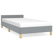 Pemberly Row Twin XL Bed Frame with Headboard in Light Grey Fabric