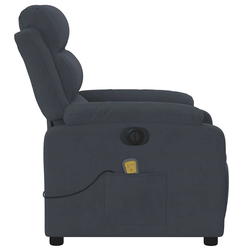Pemberly Row Velvet Electric Massage Recliner Chair in Dark Gray