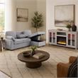 Pemberly Row Set of 2 Fireplace TV Stand and Sleeper Sectional Sofa
