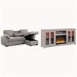 Pemberly Row Set of 2 Fireplace TV Stand and Sleeper Sectional Sofa