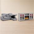 Pemberly Row Set of 2 Fireplace TV Stand and Sleeper Sectional Sofa