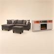 Pemberly Row 3Pc Set of Fireplace TV Console & Sectional Sofa with Ottoman
