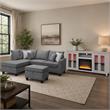 Pemberly Row 3Pc Set of Fireplace TV Console and Sectional Sofa with Ottoman