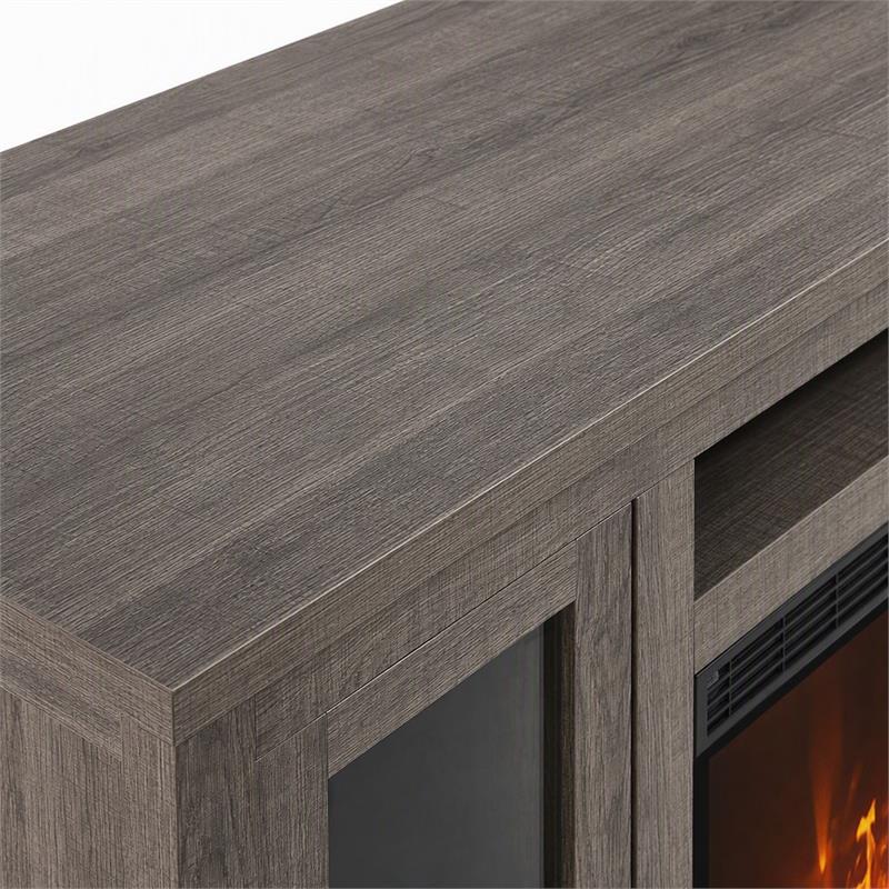 Pemberly Row 3Pc Set of Fireplace TV Console and Sectional Sofa with Ottoman