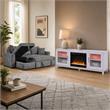 Pemberly Row 2-Piece Set of Sleeper Sectional Sofa & TV Stand with Fireplace