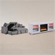 Pemberly Row 2-Piece Set of Sleeper Sectional Sofa & TV Stand with Fireplace