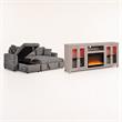 Pemberly Row 2-Piece Set of Sleeper Sectional Sofa & TV Stand with Fireplace
