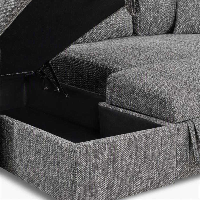 Pemberly Row 2-Piece Set of Sleeper Sectional Sofa & TV Stand with Fireplace