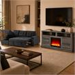 Pemberly Row 2-Piece Set of Sleeper Sectional Sofa & TV Stand with Fireplace