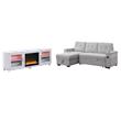 Pemberly Row 2Pc Set of Sleeper Sectional Sofa and TV Stand with Fireplace