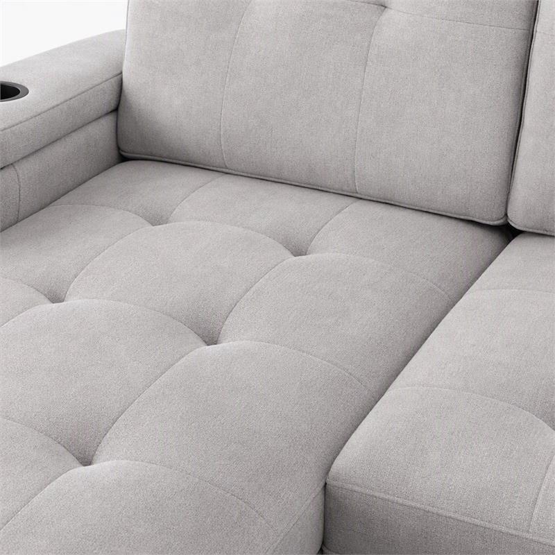 Pemberly Row 2Pc Set of Sleeper Sectional Sofa and TV Stand with Fireplace