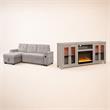 Pemberly Row 2Pc Set of Sleeper Sectional Sofa and TV Stand with Fireplace